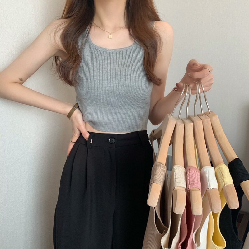 Knitted Camisole Women's Inner Wear Summer Wear 2024 Internet Celebrity New Design Outer Wear Internet Celebrity Hot Style Top