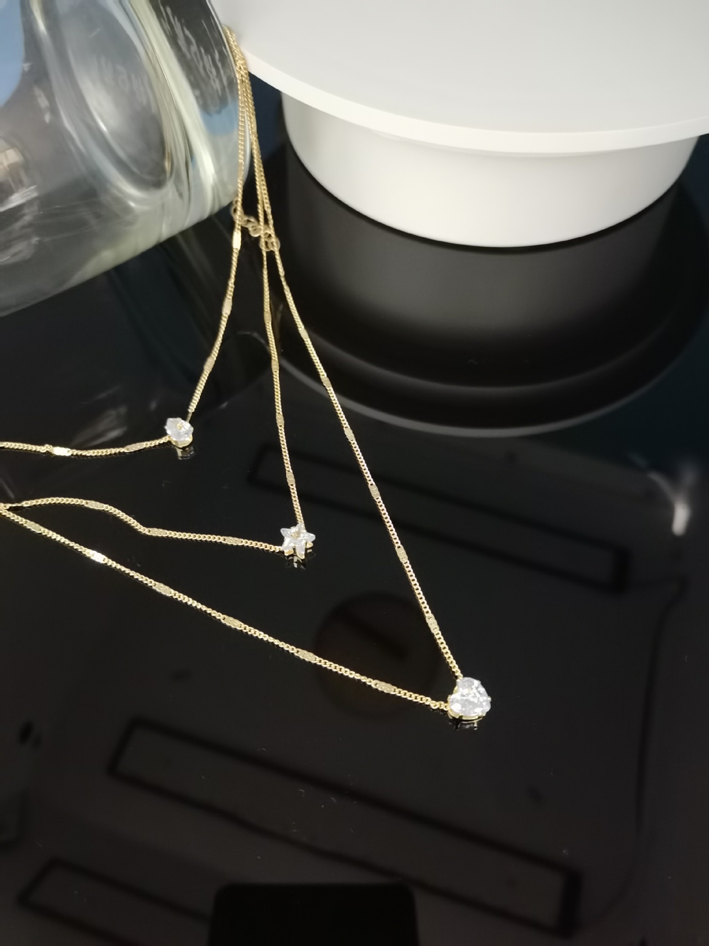 12g Weight Rhinestones Inlay Material Layered Necklaces Classification Casual Simple Style Star Water Droplets Heart Shape Alloy Plating Inlay Rhinestones Women's Layered Necklaces