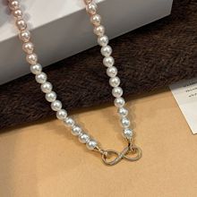 2025爆款~水晶珍珠正圆8字扣项链女轻者小众高级感百搭简约锁骨链