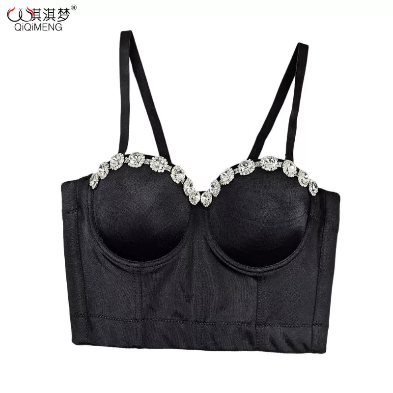 亚马逊速卖通跨境工厂直发批发外穿吊带钻链钉珠鱼骨固定杯胸衣女