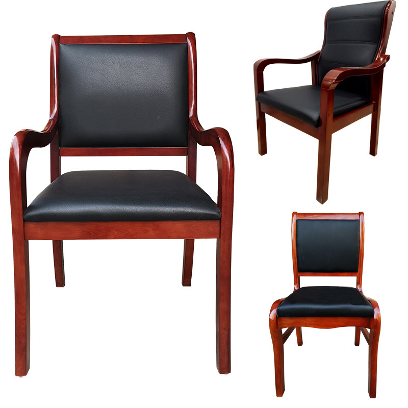 Solid wood Office conference table chair simple training four-leg backrest armrest leather chess and card room mahjong computer chair Solid wood Office conference table chair simple training four-leg backrest armrest leather chess and card room mahjong computer chair