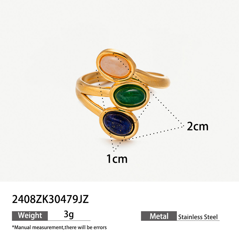 Tina ligero lujo temperamento de alto nivel 18K oro inoxidable ojo de tigre anillo de piedra natural de apertura anillo de estilo retró