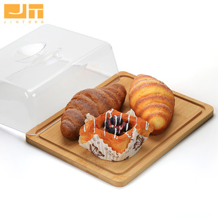 Wooden butter box dessert box cake display box transparent cheese round storage box dessert plate cheese plate