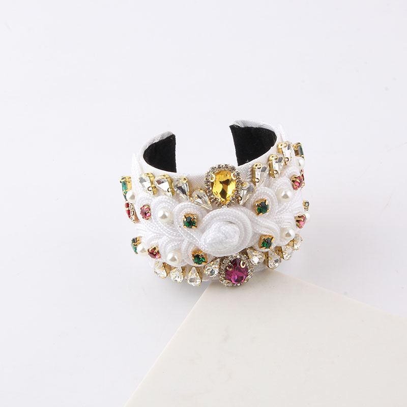 Baroque Style Water Droplets Metal Inlay Artificial Diamond Pearl Womenu0027S Bangle 1 Piece