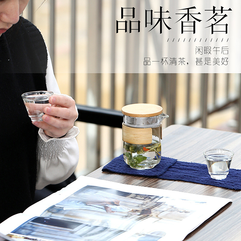 Juego de té de vidrio de viaje portátil de borosilicato soplado a mano Express Cup traje de olla de una olla de vidrio