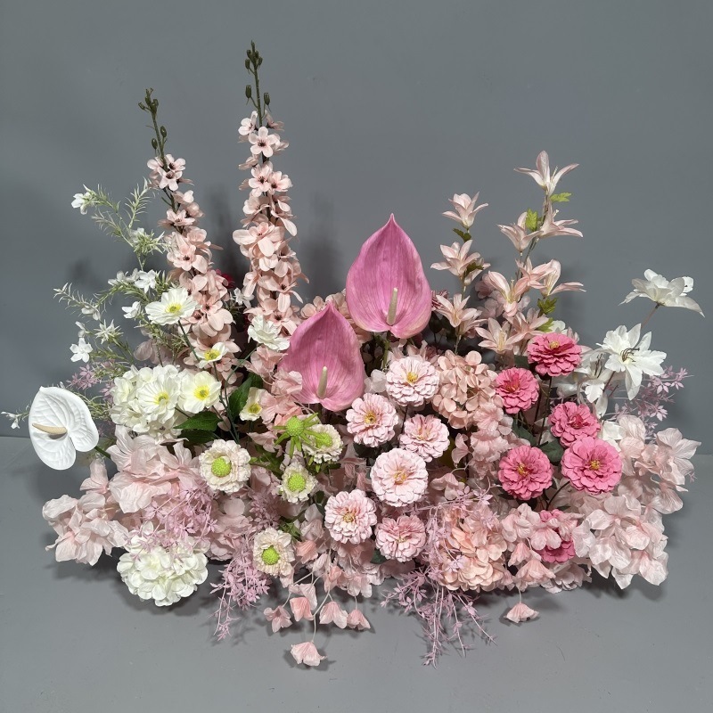 Flor de la boda de la flor Chiyeya rosa roja fila de orquídeas fila de flores bosque escena de compromiso decoración de la boda fondo de decoración