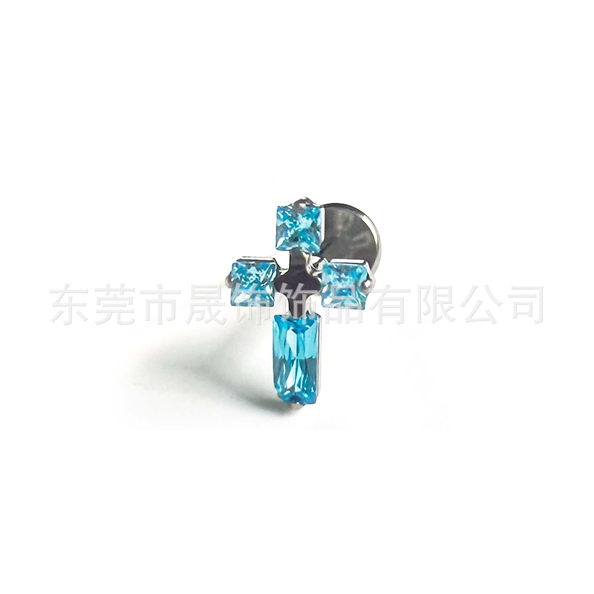 F136 Titanium 方糖 Cross 超闪5A Cubic Zirconia G23 Implant Grade Titanium Ear Stud Labret Stud 植入级 Piercing 替换头