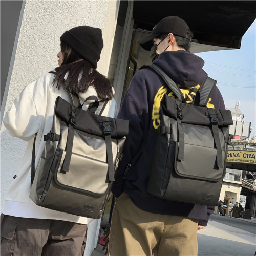 Men's Double Strap Backpack, University Student Trendy Streetwear Hip-Hop Large Capacity High School Backpack for Girls, Fashion Brand Ins Style Backpack