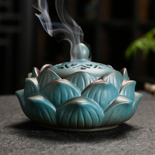 New creative lotus incense burner with overflowing floral fragrance indoor incense ceramic 4-hour incense hollow incense burner epidemic prevention incense