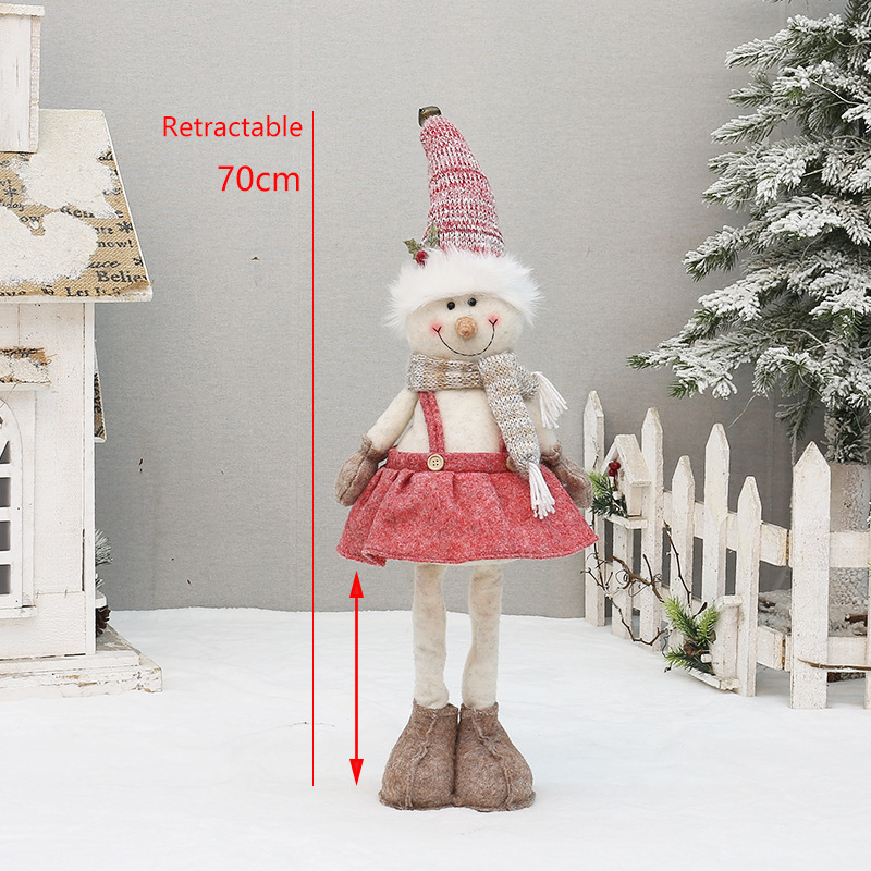 2025 新しいクリスマスギフトピンク伸縮人形老人雪だるまヘラジカ人形ホリデー人形小さなギフト|undefined