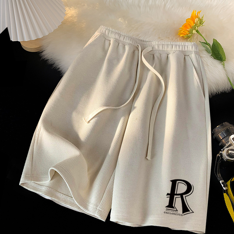 Venta directa de fábrica waffle shorts hombres de verano de moda de alta calle hip hop deportes pantalones americanos retro pantalones cortos sueltos