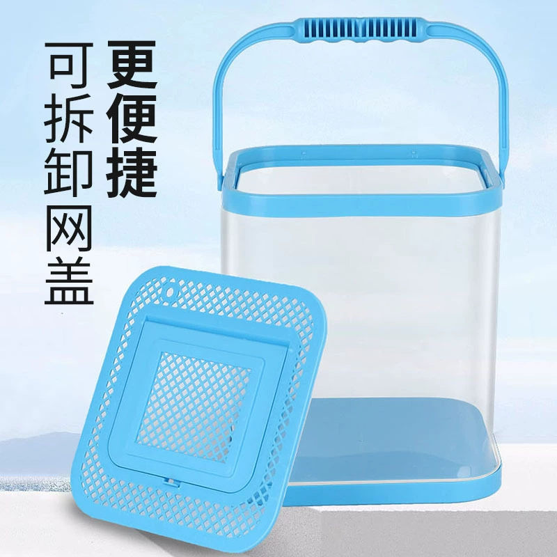 Прозрачное складное рыболовное ведро для дикой рыбалки, складное прозрачное портативное ведро для рыбы с крышкой, складное ведро для рыбы