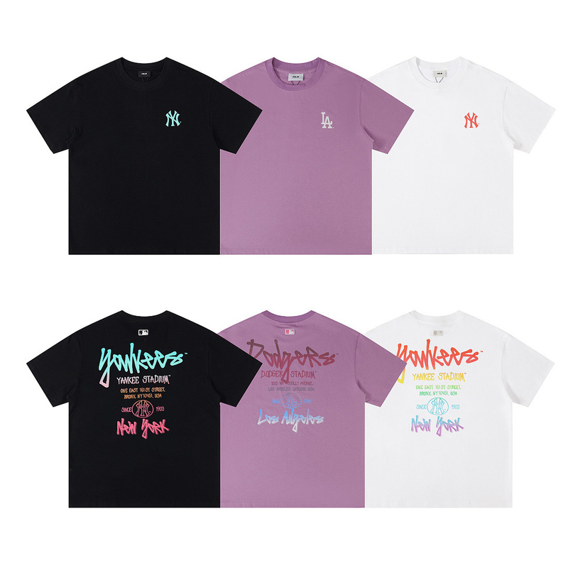 Trendy Brand Mlb Short-Sleeved 26Ss Summer New Style Star-Inspired T-Shirt with Personalized Graffiti Colorful Letters on the Back for Men and Women Trendy Brand Mlb Short-Sleeved 26Ss Summer New Style Star-Inspired T-Shirt with Personalized Graffiti Colorful Letters on the Back for Men and Women