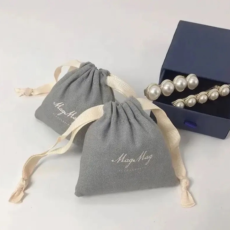 棉麻布束口袋简约饰品珠宝收纳袋防尘高档布袋包装可印logo