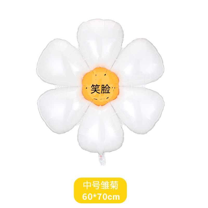 Globos de aluminio con diseño de margaritas blancas estilo Instagram, accesorios fotográficos mate, decoración de cumpleaños, girasoles, arreglo para el 1 de mayo y el 1 de junio.