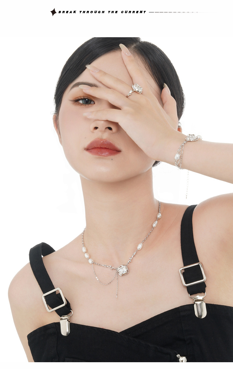 Baroque Style Square Silver Pearl Bracelets 1 Piece