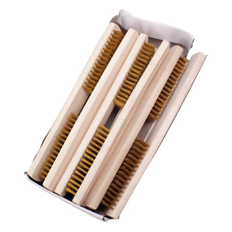 Оптовая Продажа с фабрики 6*16 деревянная ручка механизм чистая медная проволока щетка полировка ржавчины очистка формы чистая медная проволочная щетка