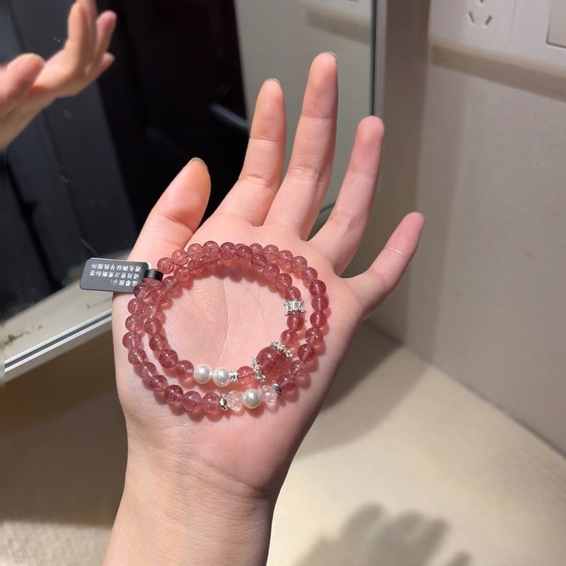 【Comes with a National Inspection Certificate to Ensure Authenticity, Pure Natural Strawberry Crystal Double-Circle Bracelet, Gift for Interpersonal Relationships and Love, Couple Crystal 【Comes with a National Inspection Certificate to Ensure Authenticity, Pure Natural Strawberry Crystal Double-Circle Bracelet, Gift for Interpersonal Relationships and Love, Couple Crystal