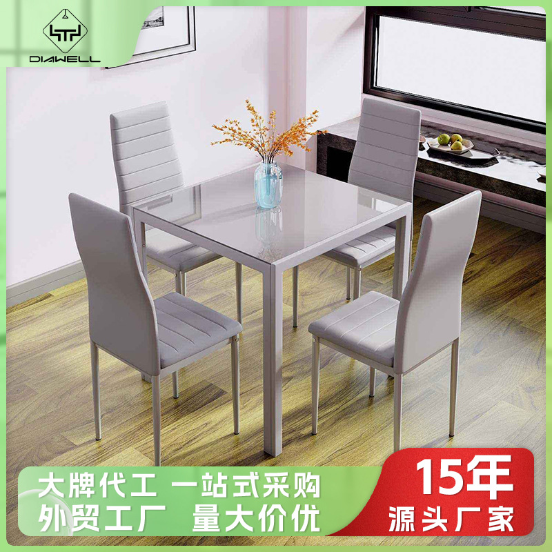 Mesa de Comedor Rectangular Transparente de Vidrio Templado, Multifuncional, para Restaurante