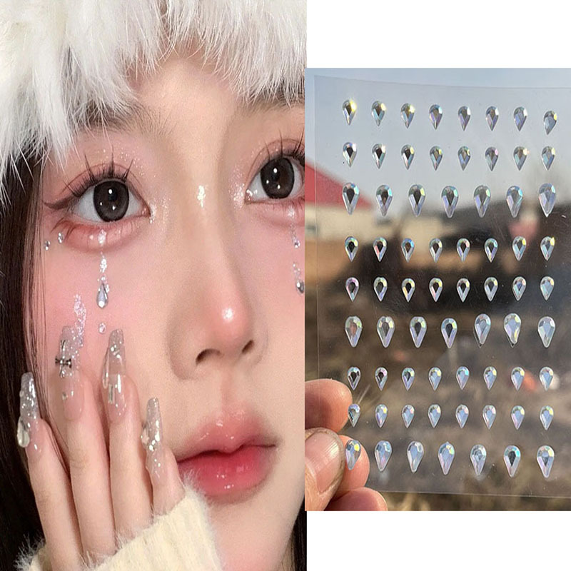 Symphony Water Drop Diamond Stickers for Photo Shoots, Selfies, Concert Support Makeup, Face Glitter Diamond Tear Mole Stickers, Glue-Free Makeup Diamond Accessories Symphony Water Drop Diamond Stickers for Photo Shoots, Selfies, Concert Support Makeup, Face Glitter Diamond Tear Mole Stickers, Glue-Free Makeup Diamond Accessories