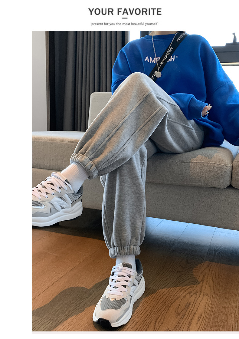 Fleece and thickened sportswear pants for women, new autumn and winter style, loose and versatile, tight-fitting, small label, casual and warm sweatpants pic 6