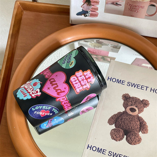 Cute cartoon thermos cup for women  new student coffee cup portable tumbler water cup stainless steel cup