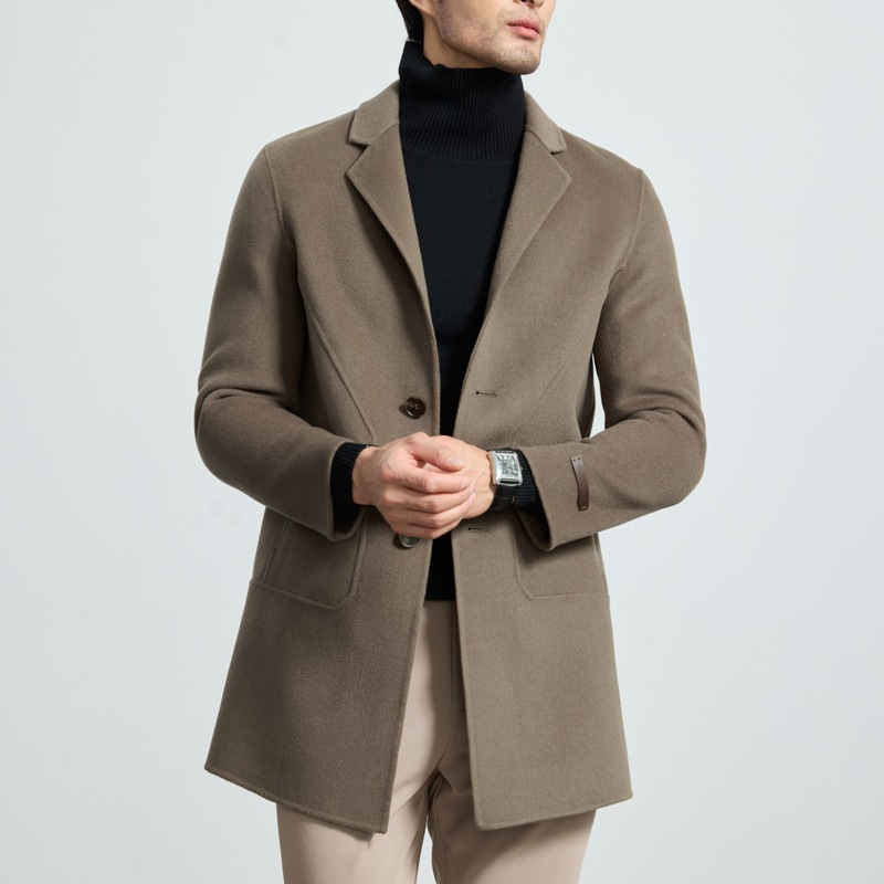[Goose Down Lining] Tommy Lamon Premium Wool Coat for Men, Winter Thickened Mid-Length Wool Coat