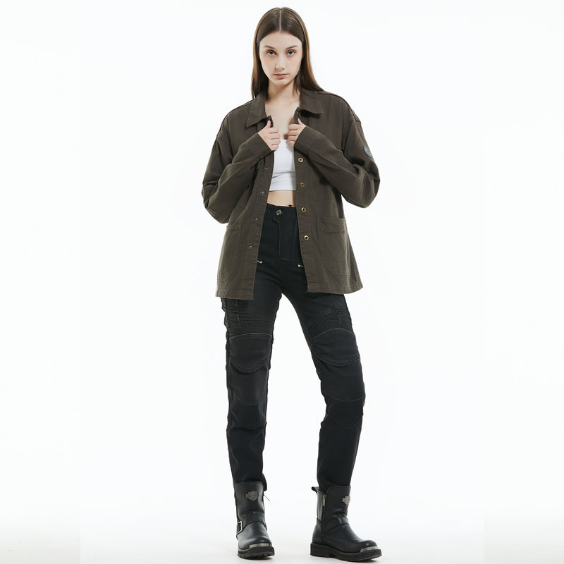 Pantalones vaqueros de la motocicleta Caballero de las mujeres de invierno forrado de lana caliente de la motocicleta pantalones anti-caída pantalones de silicona equipo de protección