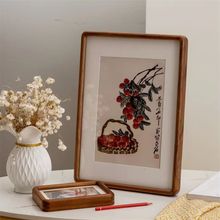 中式簡約胡桃色木質桌面相框擺台家庭掛牆相框咖啡店氣氛裝飾木框