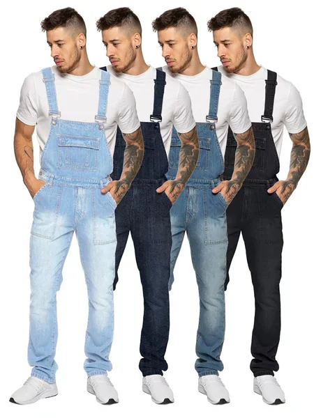 Cross-Border Men's Denim Overalls Work Pants European and American Cross-Border Foreign Trade Men's Casual Multi-Pocket Stretch Slim-Fit Trousers