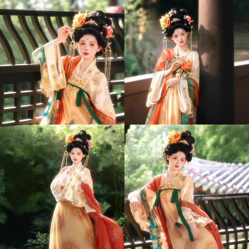 New Han Dynasty <Shengtang Young Master> Restored Tang Dynasty Embroidered Chest-Length Suit Spring and Summer Daily Broken Skirt Costume