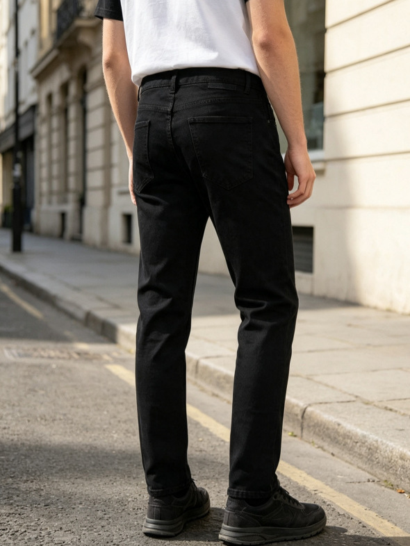 Jeans Rasgados Elásticos para Hombre en Mezclilla de Algodón, Corte Ajustado, Bloques de Color, para Uso Casual