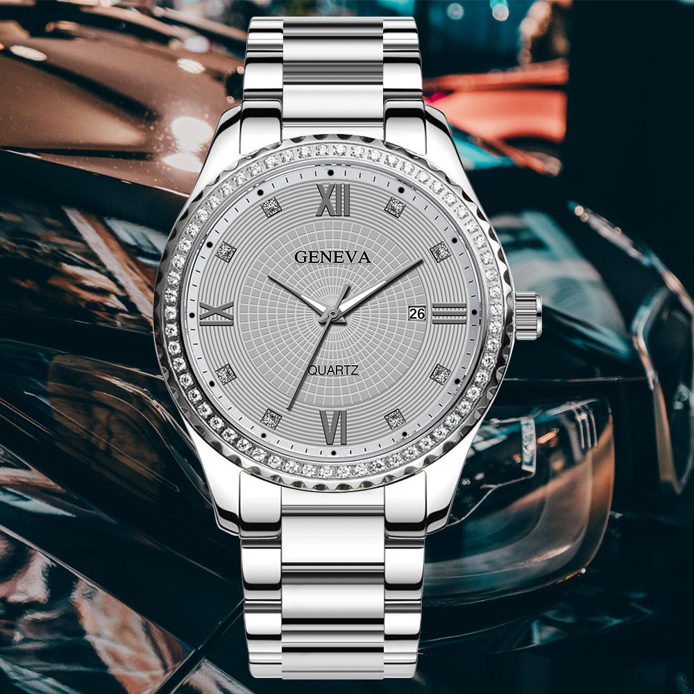 watch mens steel band watch fashion calendar quartz belt watchpicture12