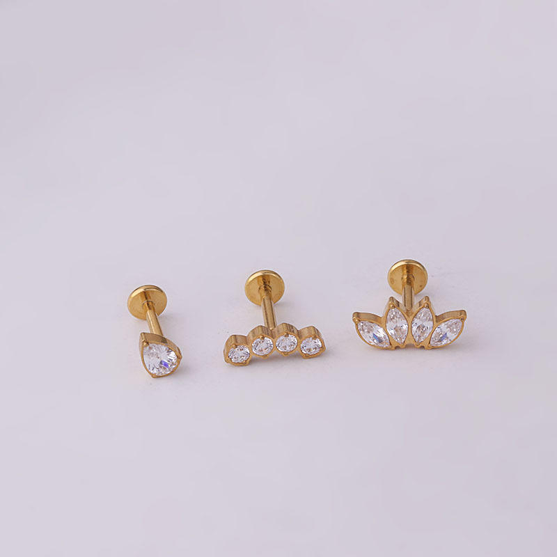 Zircon Inlay Material Titanium Material Ear Cartilage Rings & Studs Fashion Water Droplets Titanium Zircon