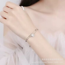 跨境速卖通s925纯银四叶草双层手链女韩版ins高级气质手饰品批发