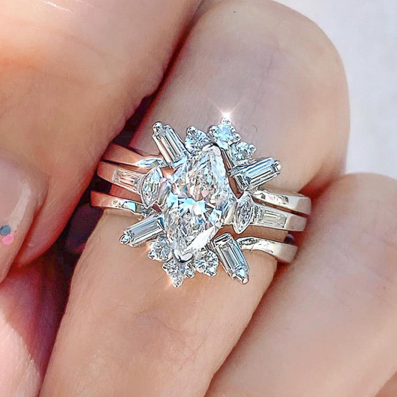 Geometric Pattern All Seasons Season Wholesale Jewelry Elegant Modern Style Geometric Copper Zircon Rings