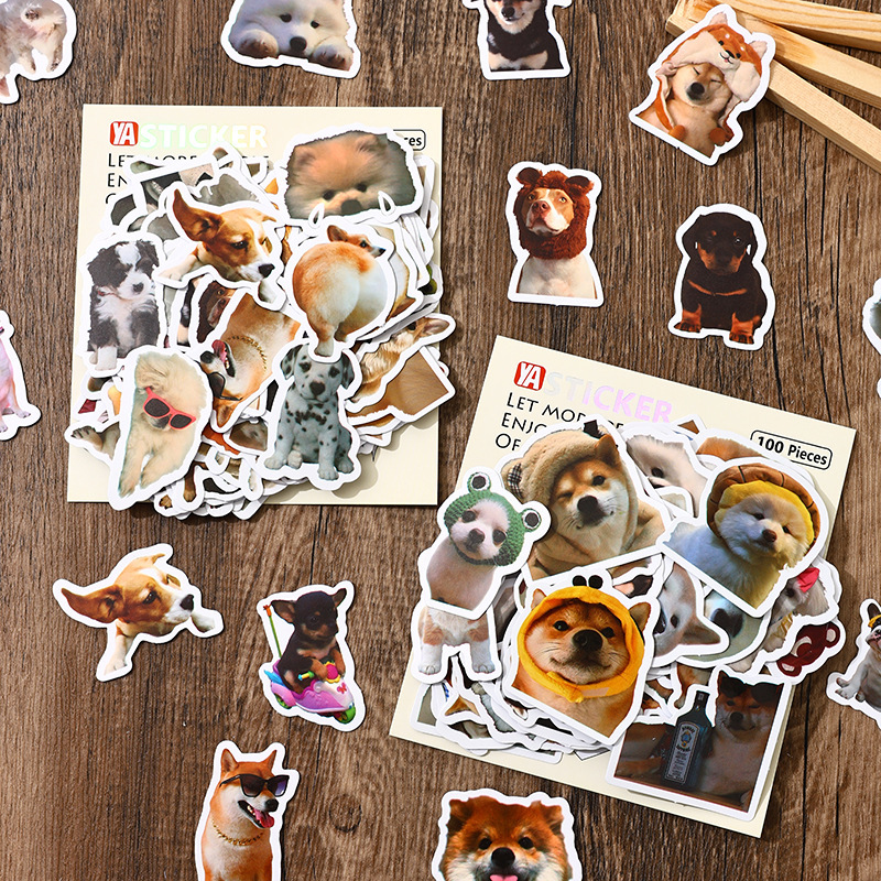 100 pieces of realistic puppy stickers cute healing funny decorative hand book Water Cup desktop waterproof small stickers 100 pieces of realistic puppy stickers cute healing funny decorative hand book Water Cup desktop waterproof small stickers
