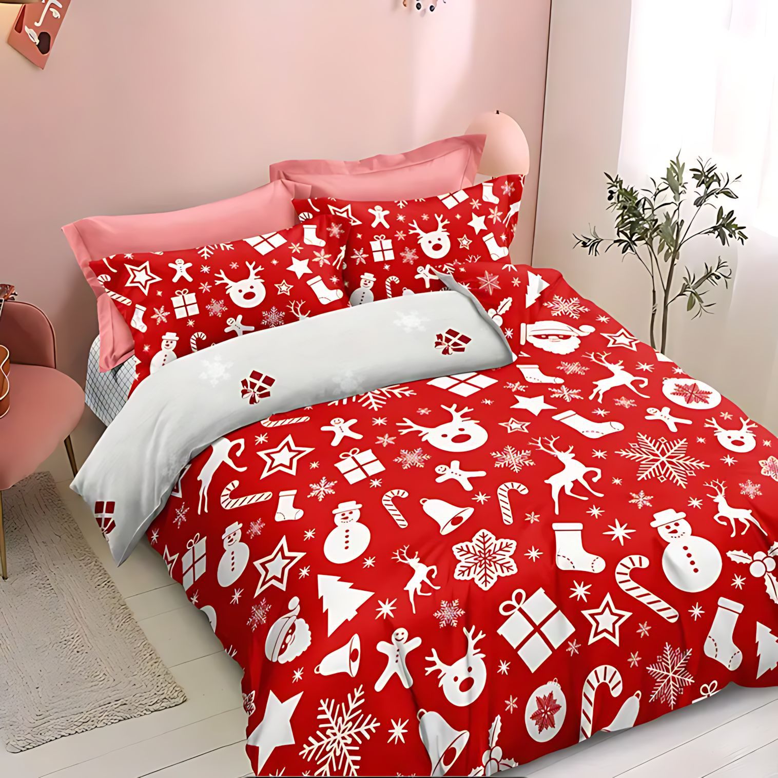 TEMU / JIT Transfronterizo suave renos Navidad impresión digital HD set de ropa de cama