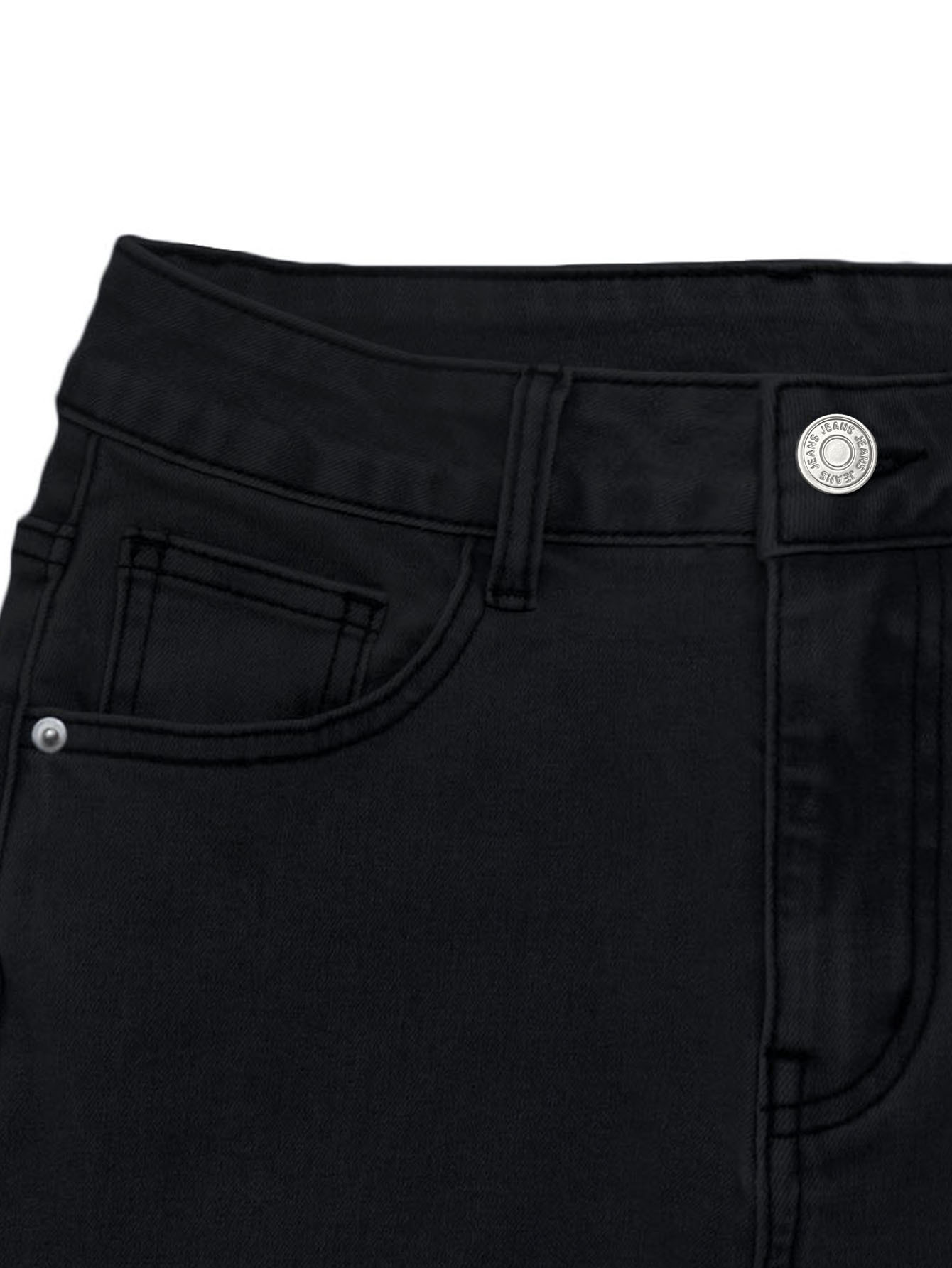 Women's Clothing Plus Size Jeans, High Waisted Flared Denim, Solid Color, Street Style, High Elasticity, Slim Fit, With Pockets._ecoleips.com