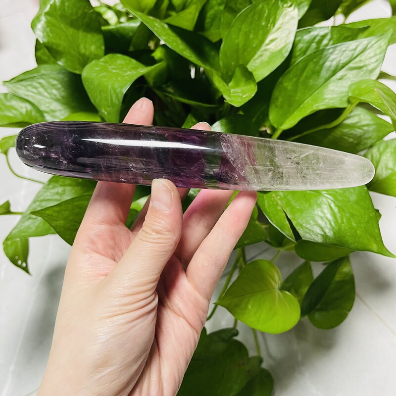 天然水晶紫晶 原石雕刻打磨水晶按摩棒 图 3