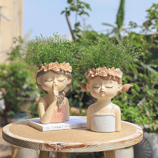 Light Luxury Cartoon Fairy Resin Flower Pot Office Home Decoration Fleshy Flower Pot Micro Landscape Gardening Flower-arranging Potted Plant