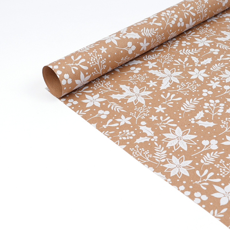 Explosiones transfronterizas de papel de embalaje de regalos de Navidad blanco 3m 10m papel de regalo de gran tamaño enrollado papel de papel retro kraft