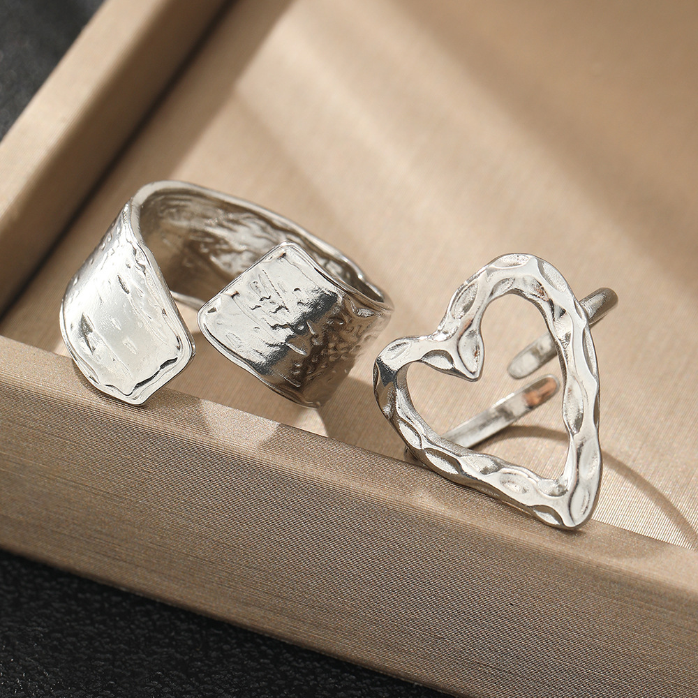 Plating Design Wholesale Jewelry Simple Style Classic Style Heart Shape 304 Stainless Steel Plating Stainless Steel Rings