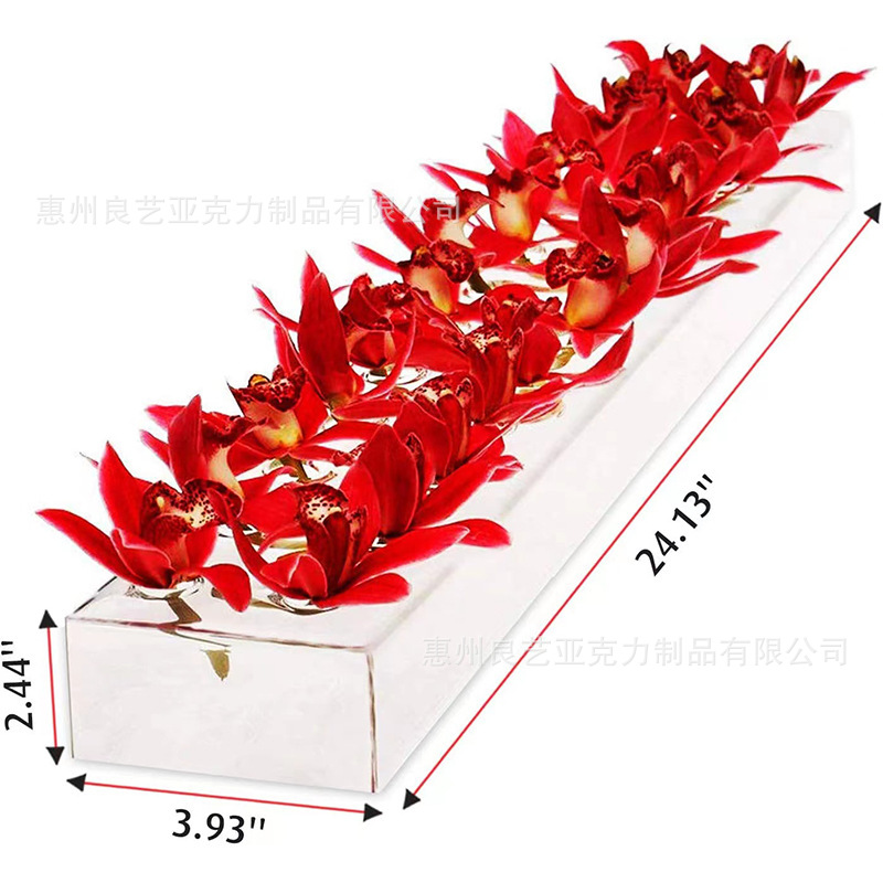 厂家直销亚克力花瓶摆饰矩形现代花瓶装饰婚礼家庭餐厅防漏水
