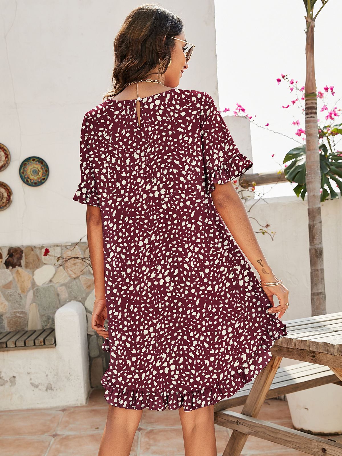 168g Weight Knee-Length Dress Length Type Short Sleeve Sleeve Length A-Line Skirt Dresses Type Flounce Sleeve Sleeve Type Polyester Fabric Type Daily Occasion Round Neck Neckline Loose Version Leopard Pattern Summer Season Women'S Gender Printing Design Fashion Style Wholesale Women'S Fashion Printing Leopard Daily Round Neck Short Sleeve A-Line Skirt 25