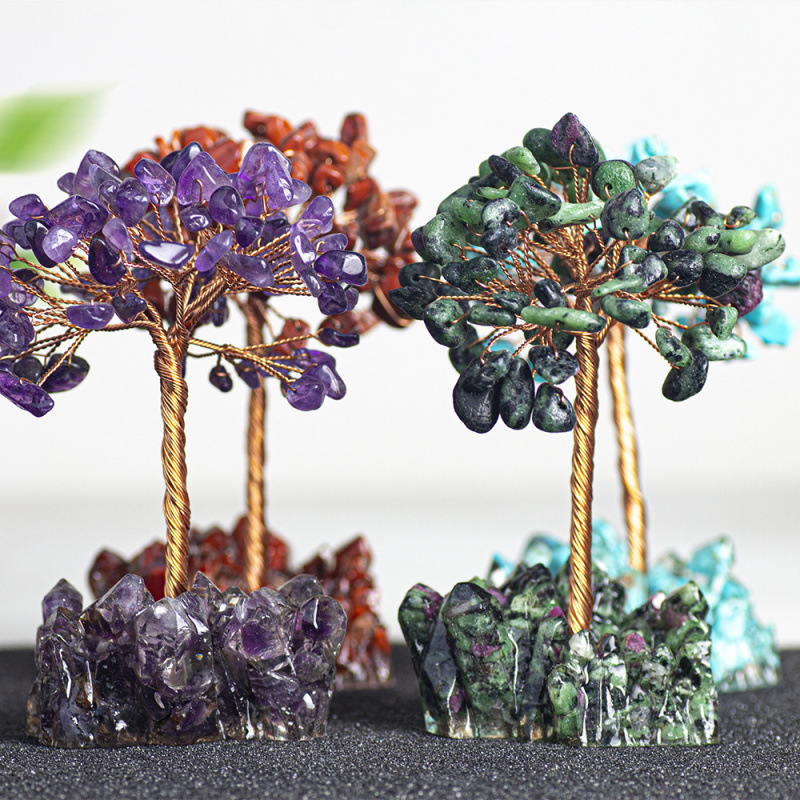 Treasure Bowl Crystal Tree with Crushed Stones, Fortune-Attracting Money Tree Crystal Cluster, Money Tree, Home Decoration Ornaments and Crafts