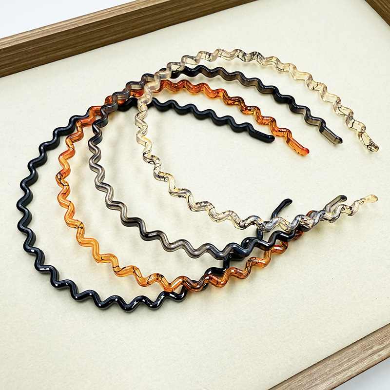 Nueva diadema ondulada texturizada simple y elegante con acabado cepillado, tacto de alta gama, para niñas, corona alta, lavado de cara,_voghion.com