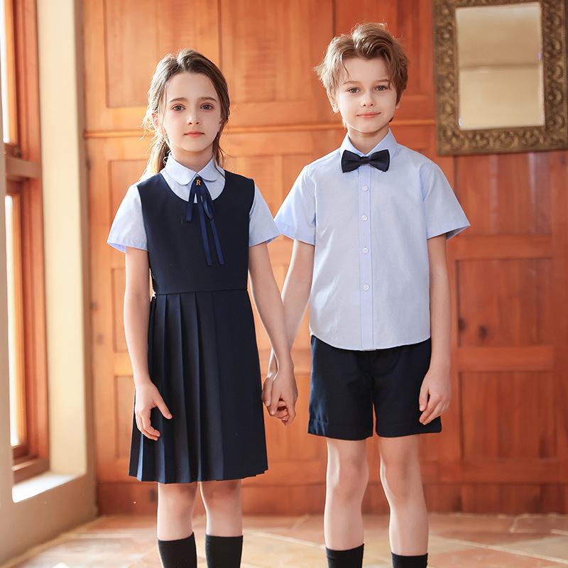 Uniformes escolares de verano para niños, uniformes de coro para estudiantes de primaria y secundaria, uniformes de jardín de infantes, uniformes de clase de estilo universitario británico para niños y niñas
