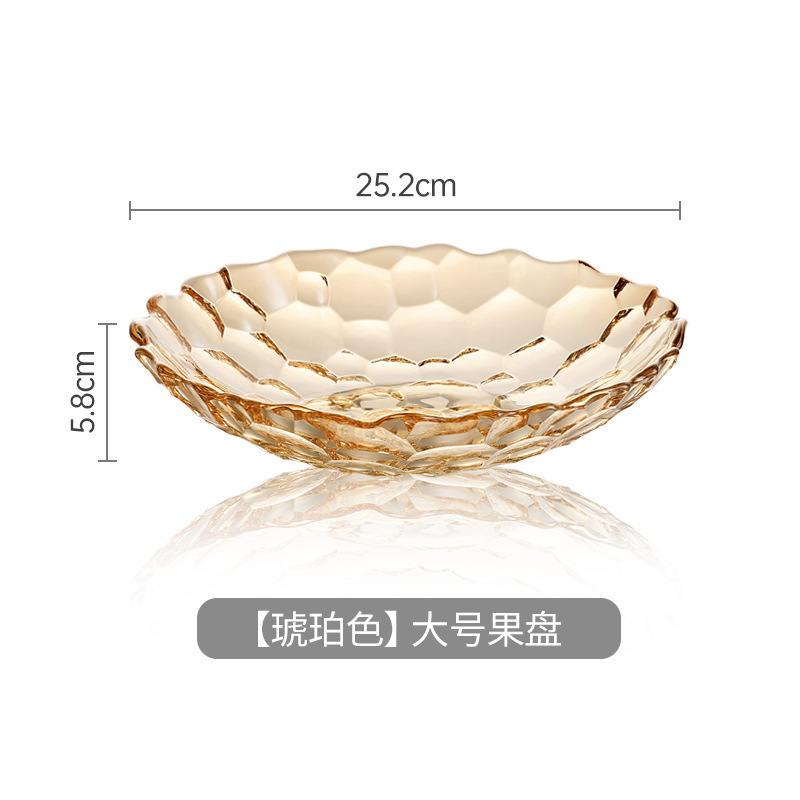 Plato de frutas de lujo ligero plato de frutas de vidrio creativo mesa de té de sala de estar doméstica moderna plato de frutas secas semillas de melón dulces platos de bocadillos