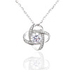 Necklace, zirconium, pendant, four-leaf clover, diamond encrusted, European style, wholesale